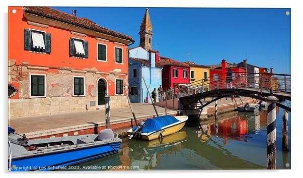 The Vibrant Rustic Charm of Burano Island Acrylic by Les Schofield