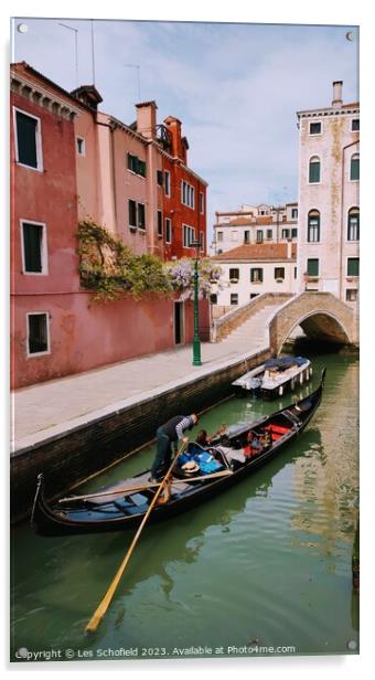 Gondola on the Venice canal  Acrylic by Les Schofield