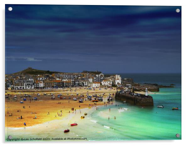 Storm over St Ives Cornwall Acrylic by Les Schofield