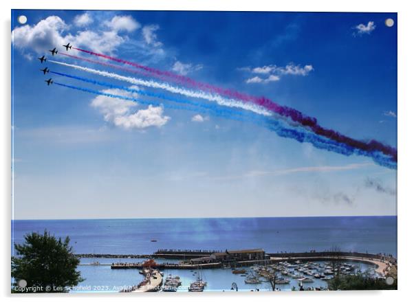 Red Arrows Display at Lyme Regis  Acrylic by Les Schofield