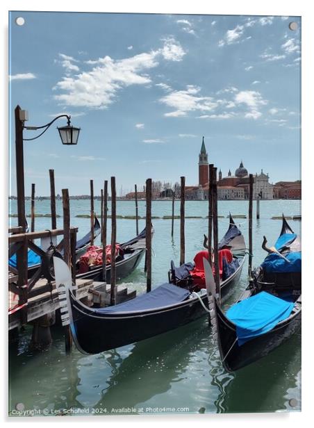 Gondolas on the Venice canal  Acrylic by Les Schofield