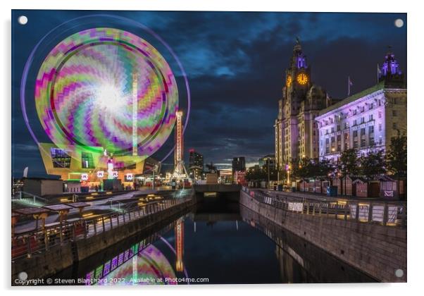 Liver building light trails Acrylic by Steven Blanchard