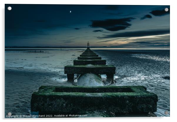 Crosby beach sundown Acrylic by Steven Blanchard