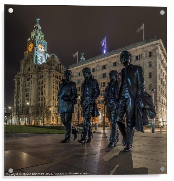 Beatles status liverpool waterfront Acrylic by Steven Blanchard