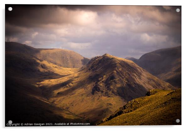 Moody Yewbarrow Fell Acrylic by Adrian Gavigan