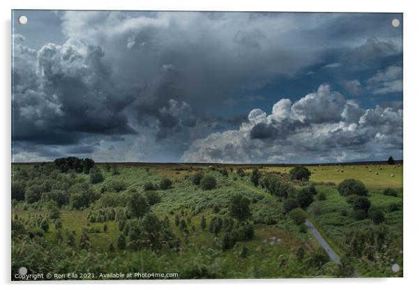 Stormy Roman Road Through Yorkshire Moors Acrylic by Ron Ella
