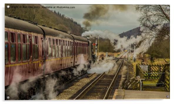 Journey Through Leversham Station Acrylic by Ron Ella