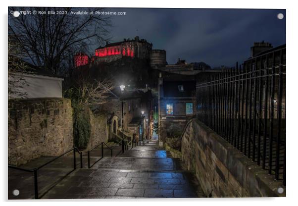 Night in Edinburgh Castle Acrylic by Ron Ella