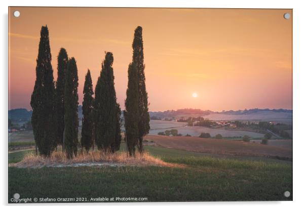 Last Light of the Day in Maremma. Tuscany. Acrylic by Stefano Orazzini