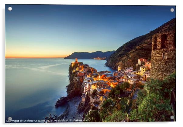 Vernazza after Sunset Acrylic by Stefano Orazzini