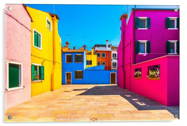 Burano Color Patchwork. Venetian Lagoon Acrylic by Stefano Orazzini