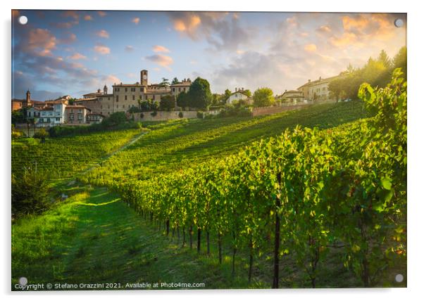 Neive Vineyards Sunrise in Langhe Acrylic by Stefano Orazzini