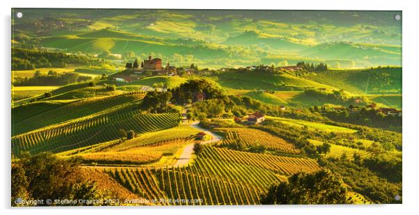 Grinzane Cavour Panorama. Langhe, Piemonte Acrylic by Stefano Orazzini