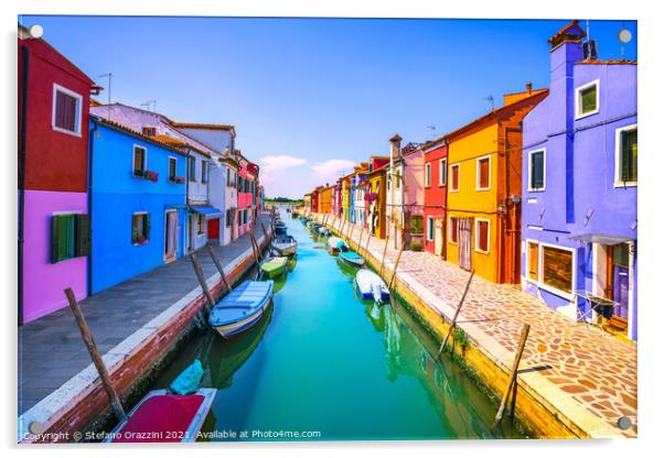 Burano Curved Canal. Venetian Lagoon Acrylic by Stefano Orazzini
