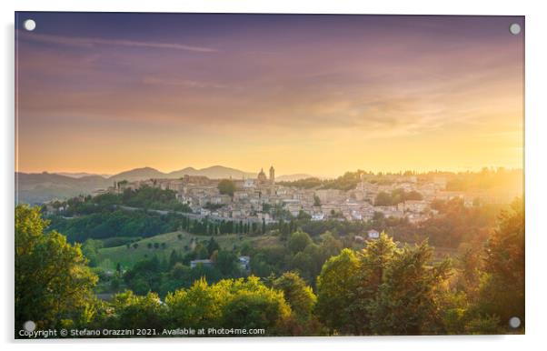 Urbino city at sunset. Italy Acrylic by Stefano Orazzini
