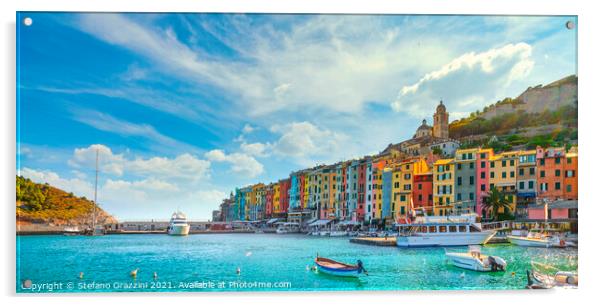 Portovenere town. Liguria, Italy Acrylic by Stefano Orazzini