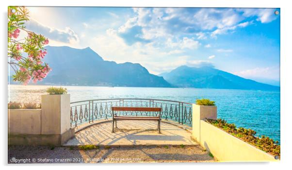 Bench Lake Como. Bellagio Acrylic by Stefano Orazzini