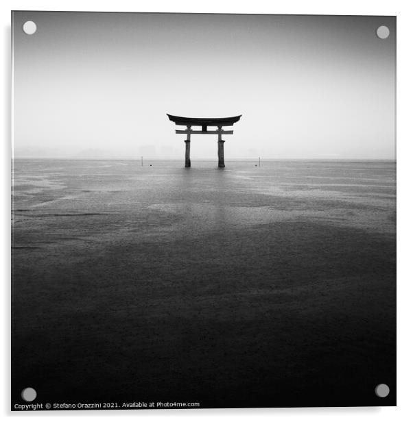 Itsukushima Torii Under the Rain (2010) Acrylic by Stefano Orazzini