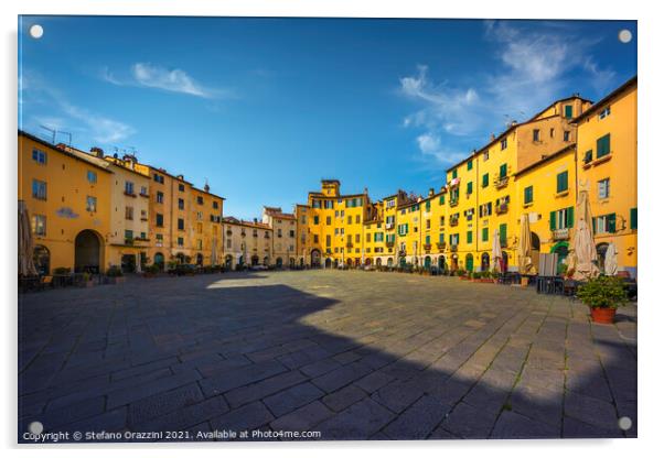 Lucca, Piazza dell'Anfiteatro square. Tuscany Acrylic by Stefano Orazzini