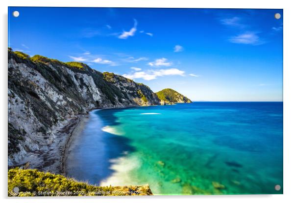 Elba island, Portoferraio Sansone white beach coast. Tuscany Acrylic by Stefano Orazzini