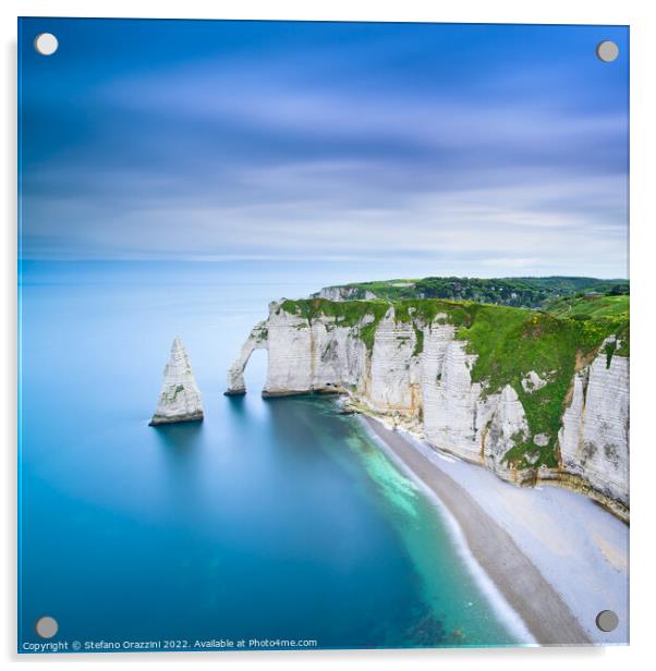 Etretat Aval cliff and beach . Normandy, France. Acrylic by Stefano Orazzini