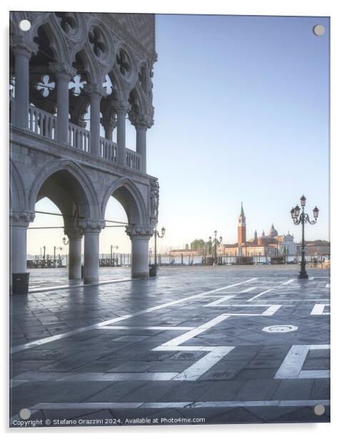 Venice at dawn, Doge's Palace and St Mark Square, Italy Acrylic by Stefano Orazzini