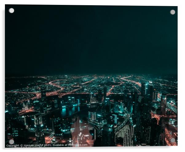 Night time cityscape of Dubai Acrylic by Hasnain Kashif