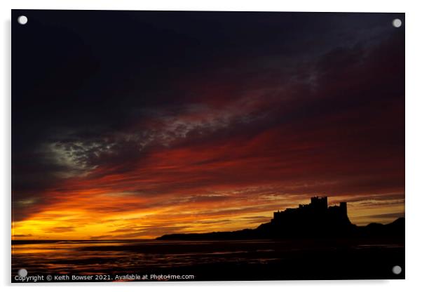 Bamburgh Castle at sunrise Acrylic by Keith Bowser