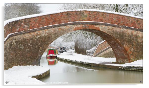 Bridge 62 over Grand Union Canal in winter at Foxt Acrylic by Keith Bowser