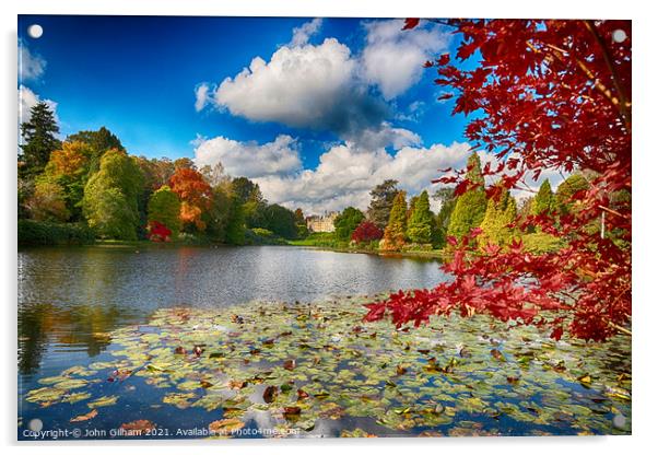 Autumn Colour at Sheffield Park Sussex Acrylic by John Gilham