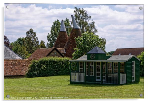 Oast House and Cricket Pavilion Acrylic by John Gilham