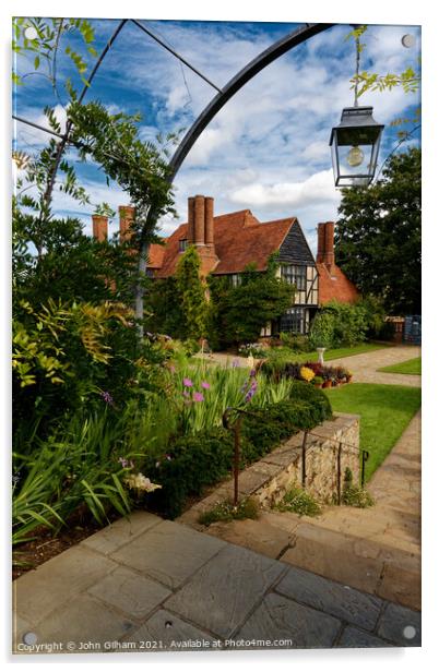 Postcard Photo of House and Gardens Acrylic by John Gilham