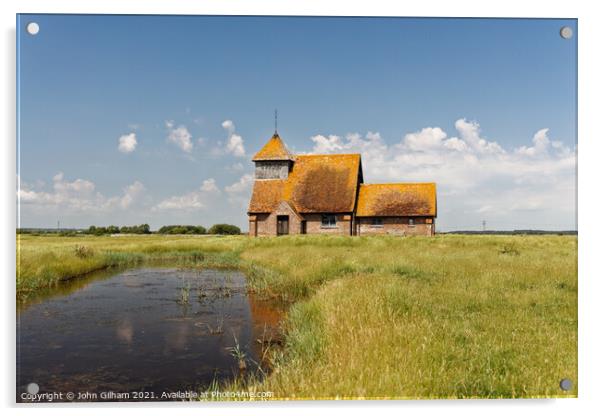 Thomas Beckett Church Fairfield, Romney Marsh, Ken Acrylic by John Gilham