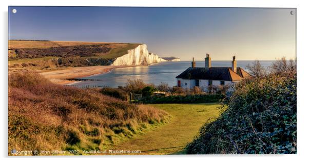 Seven Sisters White Cliffs from Cuckmere Haven Sus Acrylic by John Gilham