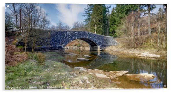 Single Arch Stone Bridge in Elan Valley Wales Acrylic by John Gilham