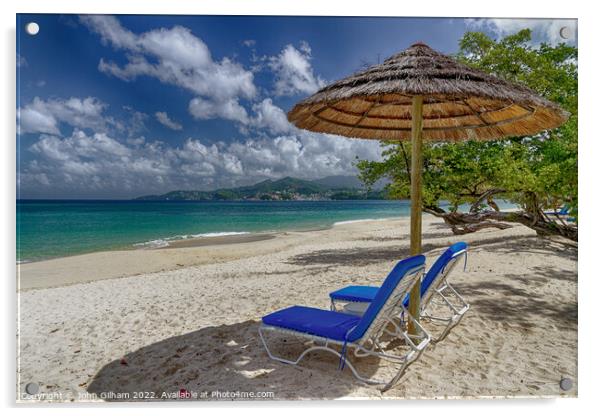 On the Beach - The Spice Island - Grenada - The Ca Acrylic by John Gilham