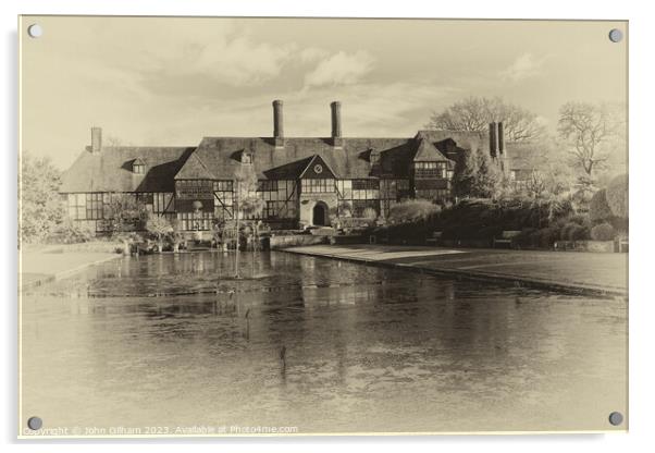 Antique Photograph of a English Tudor House and La Acrylic by John Gilham