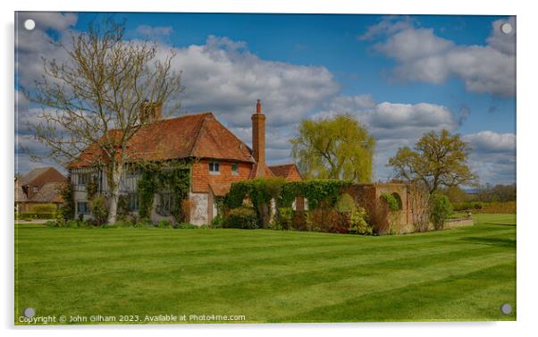 The Tudor Farm House in The Garden of England Kent Acrylic by John Gilham