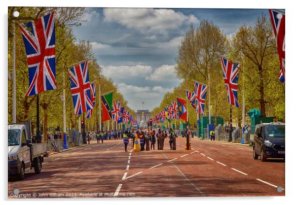 The Mall London in Preparation for The Coronation of King Charles III Acrylic by John Gilham