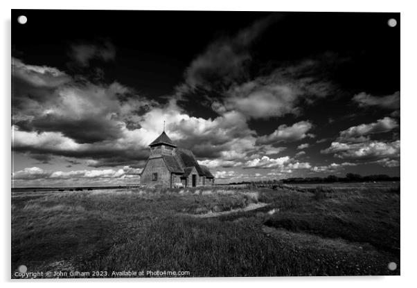 Dramatic clouds over St Thomas Becket Church Fairf Acrylic by John Gilham