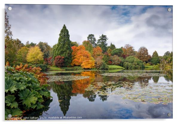 Autumn colours beyond the lake Acrylic by John Gilham