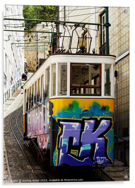 Lisbons Urban Funicular Tram Acrylic by Dudley Wood