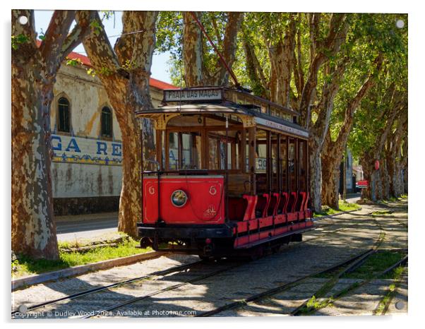 Red tram 1 Acrylic by Dudley Wood