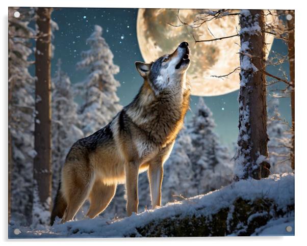 Howling Wolf Acrylic by Artificial Adventures