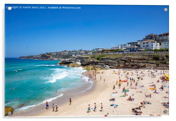 Tamarama Beach in Sydney Summers Day Acrylic by martin berry