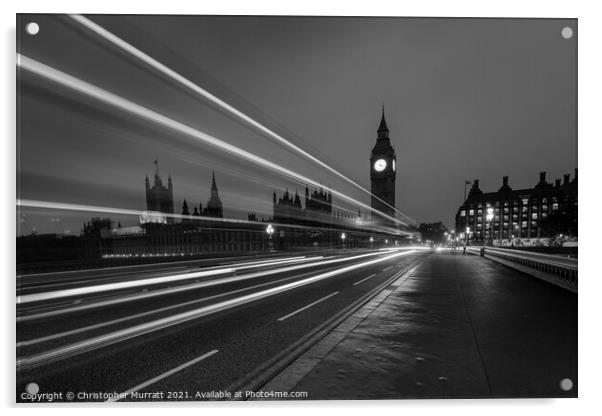London Light Trails Acrylic by Christopher Murratt