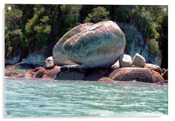 Split Apple Rock in Tasman Bay New Zealand Acrylic by Errol D'Souza