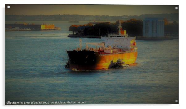 Barge on the Hudson Acrylic by Errol D'Souza