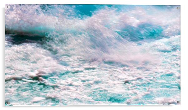 Crashing water of the Huka Falls Acrylic by Errol D'Souza