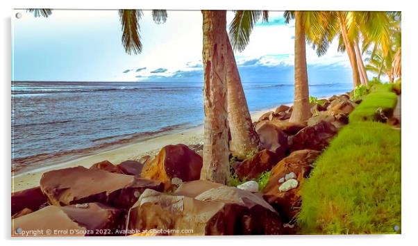 Polynesian  Beachscape Acrylic by Errol D'Souza